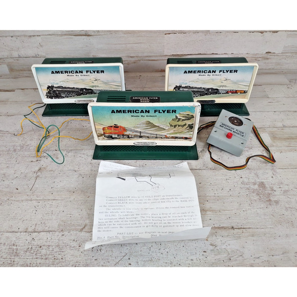 Vintage American Flyer Diesel Horn & 2 Steam Whistle Billboards One Switch READ - Picture 1 of 7